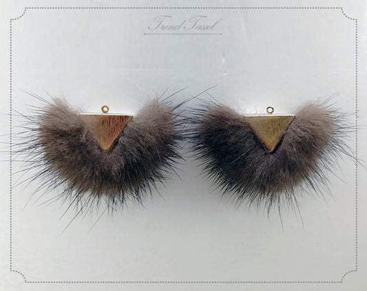 Brown, 50mm Chubby Mink Fur Triangle PomPom, ECT0166
