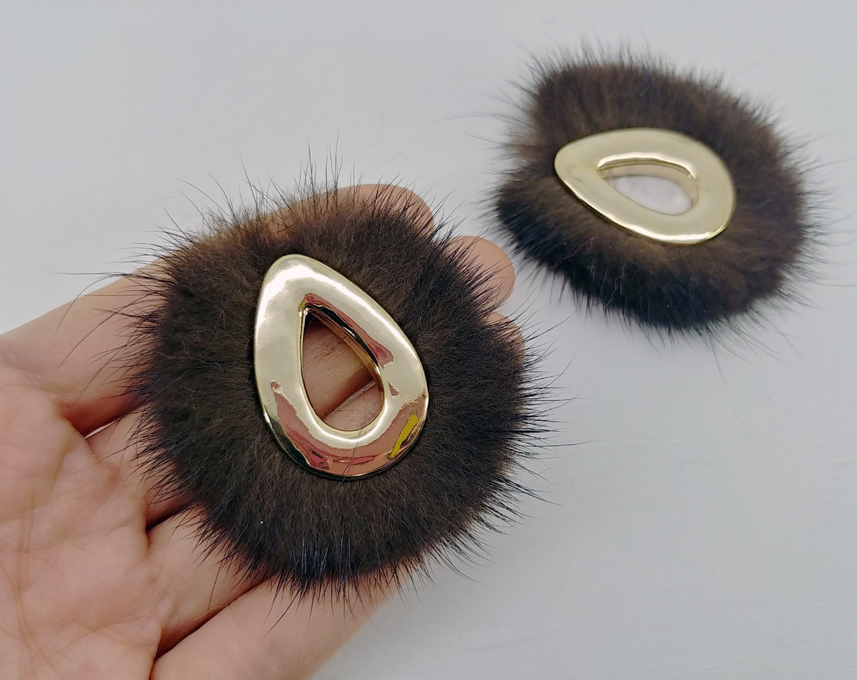 Brown, 52mm Teardrop Mink Fur Pendant, ECT0165