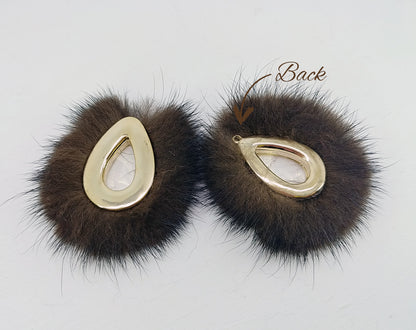 Brown, 52mm Teardrop Mink Fur Pendant, ECT0165