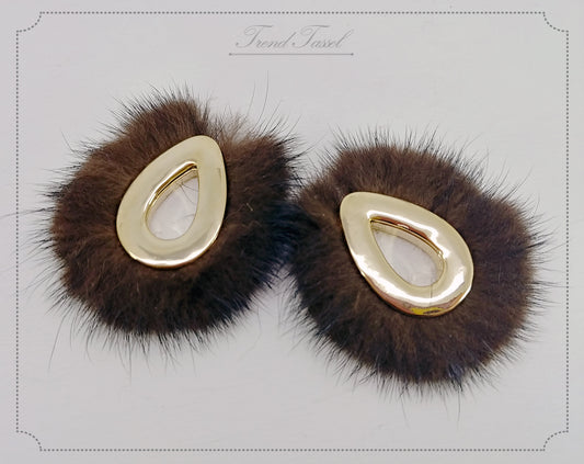 Brown, 52mm Teardrop Mink Fur Pendant, ECT0165