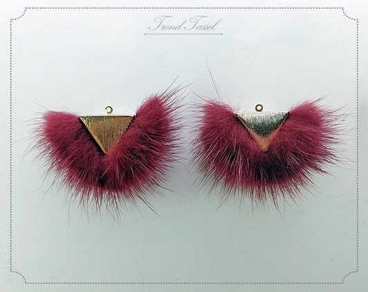Burgundy, 50mm Chubby Mink Fur Triangle PomPom, ECT0166