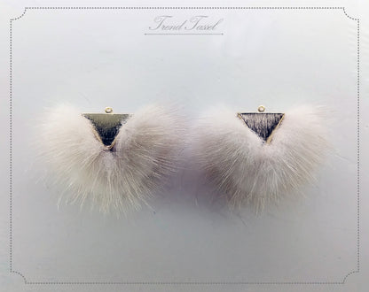 Ivory, 50mm Chubby Mink Fur Triangle PomPom, ECT0166