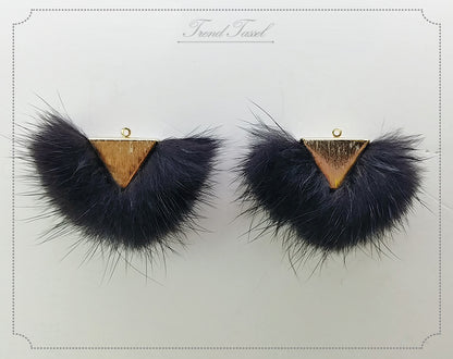 Navy, 50mm Chubby Mink Fur Triangle PomPom, ECT0166