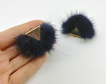 Navy, 50mm Chubby Mink Fur Triangle PomPom, ECT0166