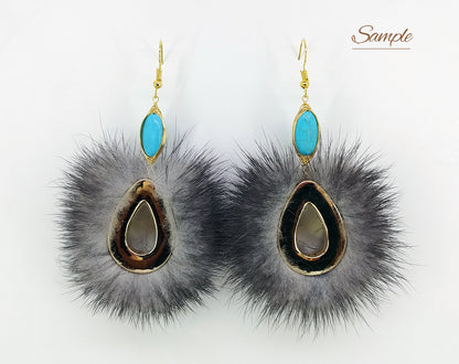Black, 52mm Teardrop Mink Fur Pendant, ECT0165