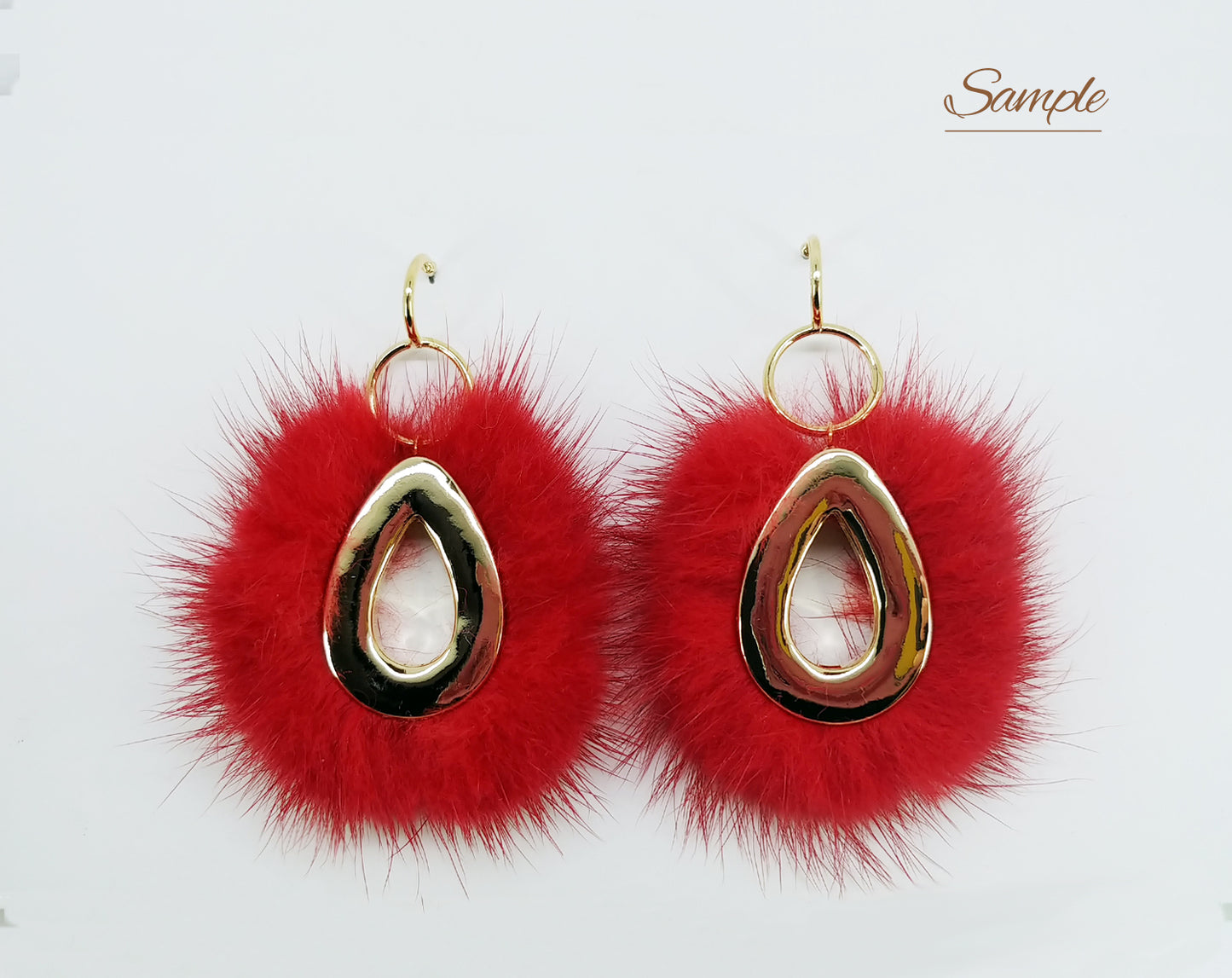 Black, 52mm Teardrop Mink Fur Pendant, ECT0165