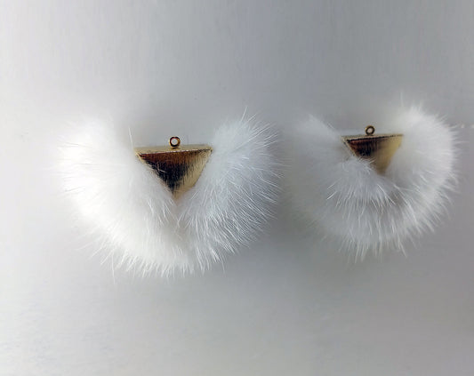 White, 50mm Chubby Mink Fur Triangle PomPom, ECT0166
