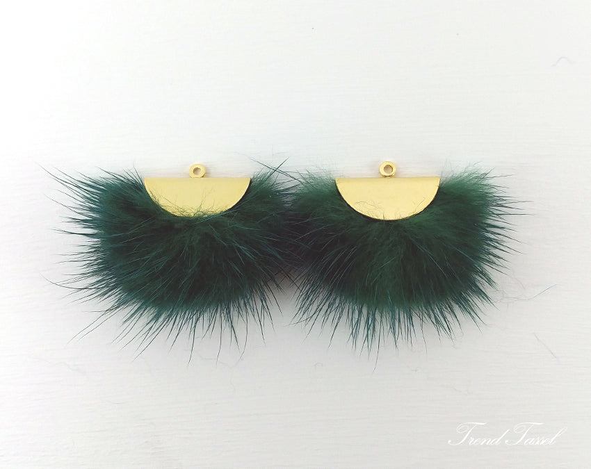 Teal Green, 26mm Mink Fur Fan Cap Pendant, ECT0034
