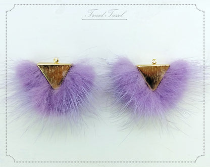 Lavender, 50mm Chubby Mink Fur Triangle PomPom, ECT0166