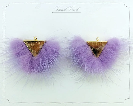 Lavender, 50mm Chubby Mink Fur Triangle PomPom, ECT0166
