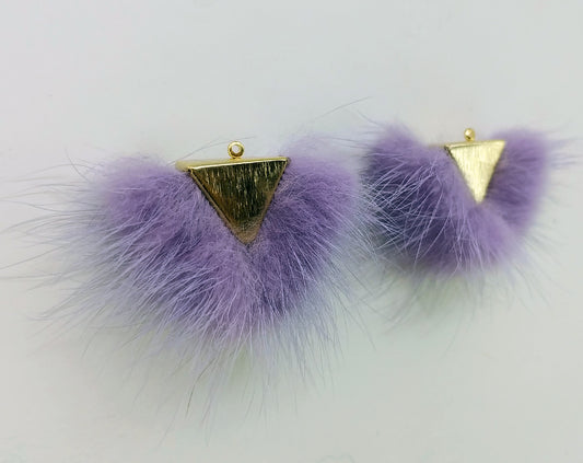 Lavender, 50mm Chubby Mink Fur Triangle PomPom, ECT0166