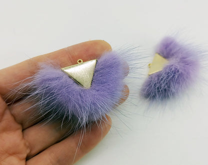 Lavender, 50mm Chubby Mink Fur Triangle PomPom, ECT0166