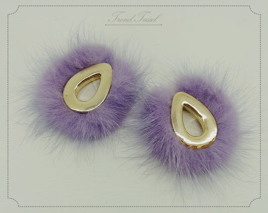 Violet, 52mm Teardrop Mink Fur Pendant, ECT0165