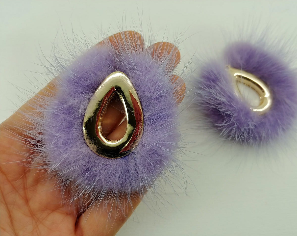 Violet, 52mm Teardrop Mink Fur Pendant, ECT0165