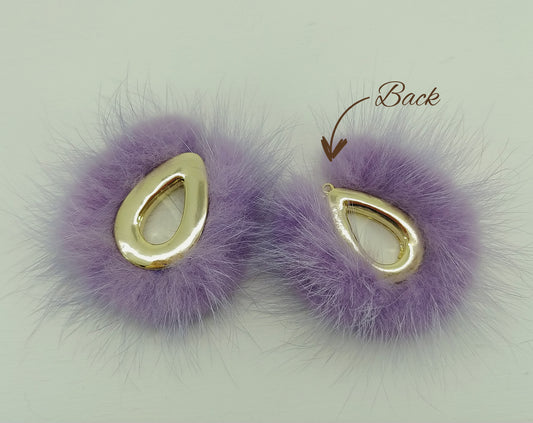 Violet, 52mm Teardrop Mink Fur Pendant, ECT0165