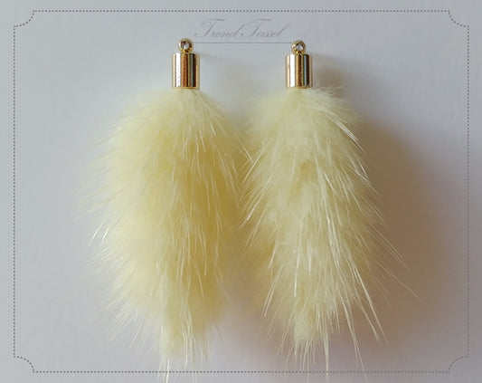 Yellow, 45mm Mink Fur Tassel Pendant, ECT0163