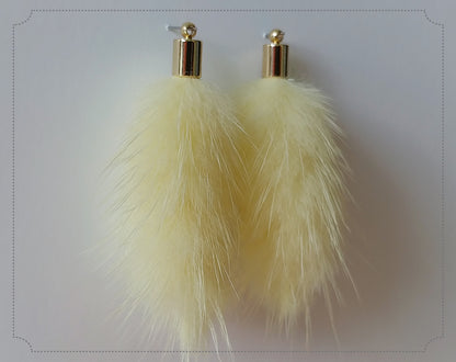 Yellow, 45mm Mink Fur Tassel Pendant, ECT0163