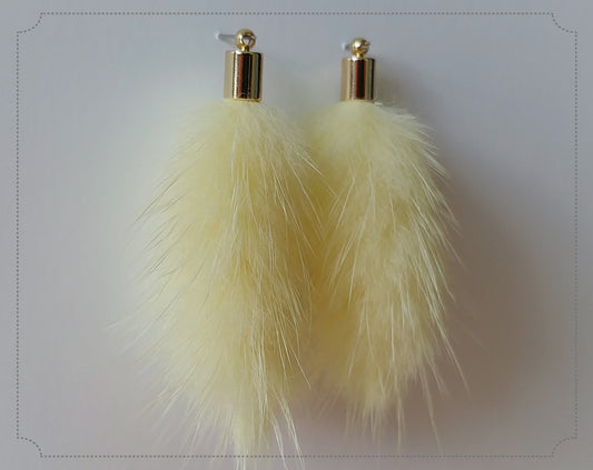 Yellow, 45mm Mink Fur Tassel Pendant, ECT0163